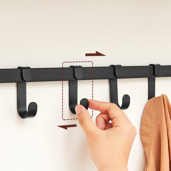 Porte-manteau mural avec étagère et 5 crochets