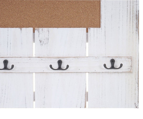 Wandgarderobe mit Pinnwand Garderobenpaneel 8 Haken 91x60cm weiss shabby