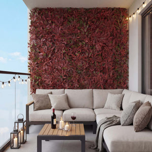 Wandpaneel künstliche Pflanzen Ahorn Rot 1m² Sichtschutz für Terrasse & Balkon