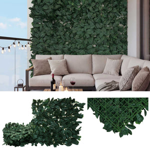 Wandpaneel künstliche Pflanzen Lorbeer Grün 1m² Sichtschutz für Terrasse & Balkon