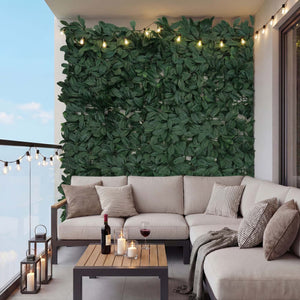 Wandpaneel künstliche Pflanzen Lorbeer Grün 1m² Sichtschutz für Terrasse & Balkon
