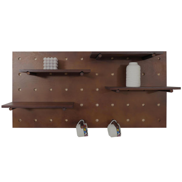 Wandpaneel Wandregal Steckboard Lochplatte 4 Ebenen 100x50cm braun