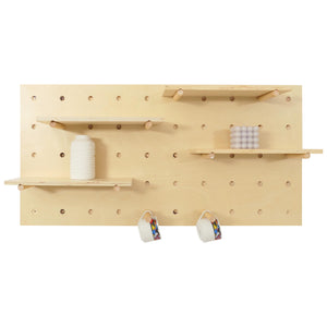 Wandpaneel Wandregal Steckboard Lochplatte 4 Ebenen 100x50cm naturfarben