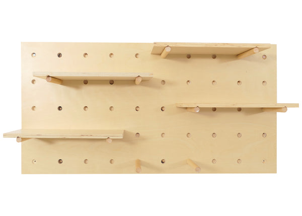 Wandpaneel Wandregal Steckboard Lochplatte 4 Ebenen 100x50cm naturfarben