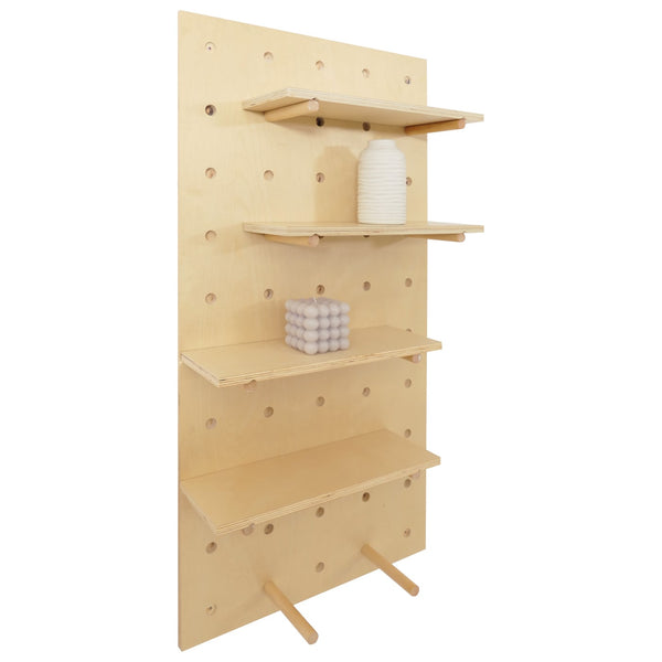 Wandpaneel Wandregal Steckboard Lochplatte 4 Ebenen 100x50cm naturfarben