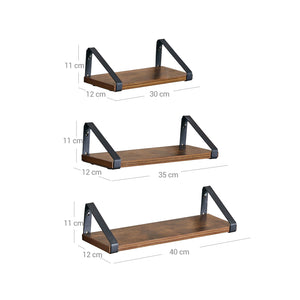 Wandregal 3er-Set Braun