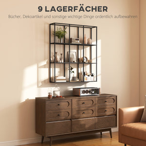 Wandregal Metallregal industriell mit 9 Fächern für Wohnzimmer