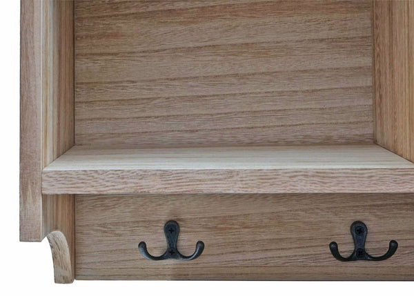 Wandregal Garderobe mit 3 Staufächern 5 Haken 30x80x20cm naturbraun