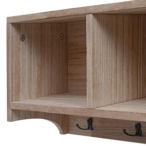 Wandregal Garderobe mit 3 Staufächern 5 Haken 30x80x20cm naturbraun