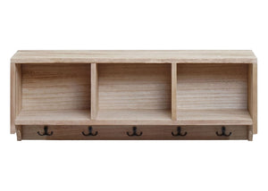 Wandregal Garderobe mit 3 Staufächern 5 Haken 30x80x20cm naturbraun