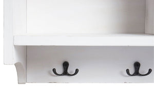 Wandregal Garderobe mit 3 Staufächern 5 Haken 30x80x20cm weiss shabby