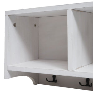 Wandregal Garderobe mit 3 Staufächern 5 Haken 30x80x20cm weiss shabby