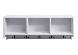 Wandregal Garderobe mit 3 Staufächern 5 Haken 30x80x20cm weiss shabby