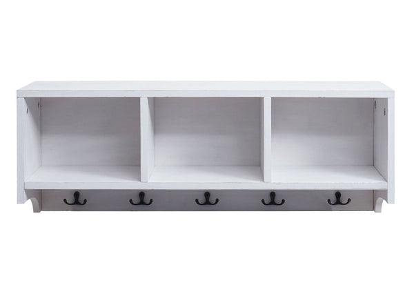 Wandregal Garderobe mit 3 Staufächern 5 Haken 30x80x20cm weiss shabby