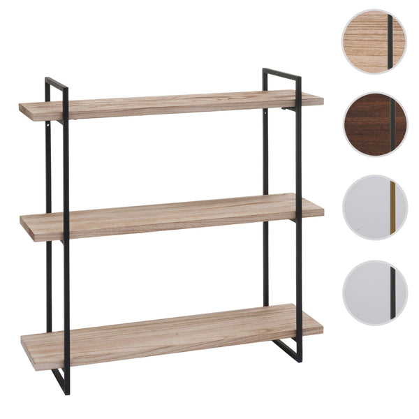 Wandregal Hängeregal 3 Regalböden Massivholz Industrial 60x60x18cm natur