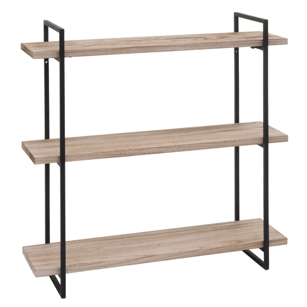 Wandregal Hängeregal 3 Regalböden Massivholz Industrial 60x60x18cm natur