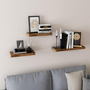 Wooden wall shelf for decorative photos, 60cm, rustic wood