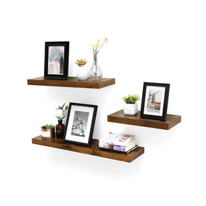 Wooden wall shelf for decorative photos, 60cm, rustic wood