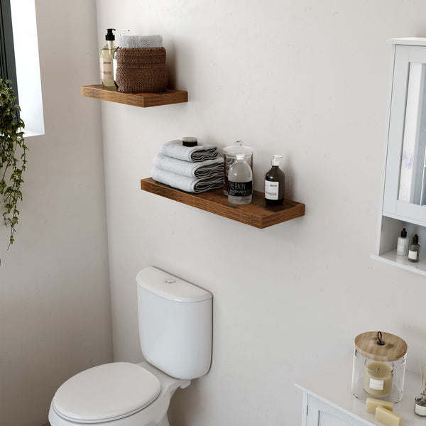 Wooden wall shelf for decorative photos, 60cm, rustic wood