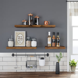 Wooden wall shelf for decorative photos, 60cm, rustic wood
