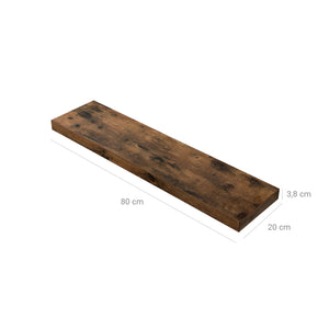 Wooden wall shelf for decorative photos, 60cm, rustic wood