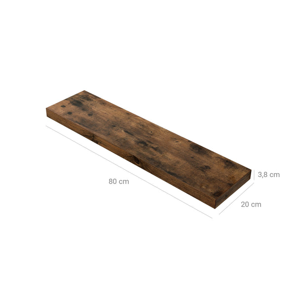Wooden wall shelf for decorative photos, 60cm, rustic wood