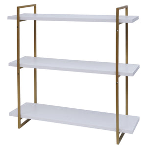 Wandregal JAM-K78 Schweberegal 60x60x18cm weiss Metall gold