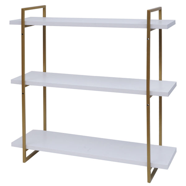 Wandregal JAM-K78 Schweberegal 60x60x18cm weiss Metall gold