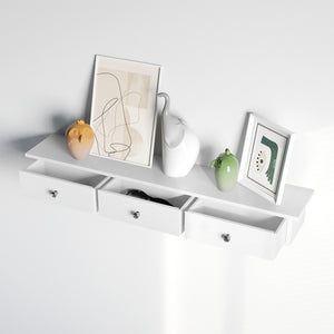 Wandregal Schwebend Schubladen 80x15x10cm Hochglanz Weiss