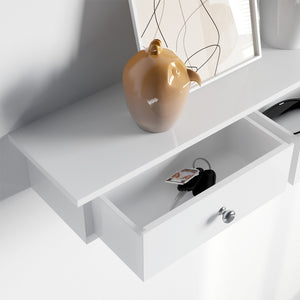 Wandregal Schwebend Schubladen 80x15x10cm Hochglanz Weiss