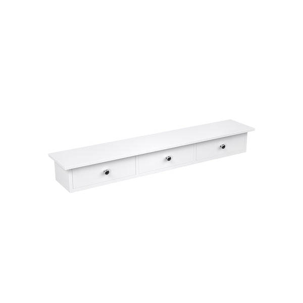 Wandregal Schwebend Schubladen 80x15x10cm Hochglanz Weiss