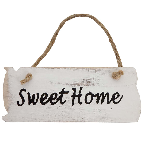 Wandschild Dekoschild Holzschild Shabby-Look 10x25x1cm weiss Sweet Home