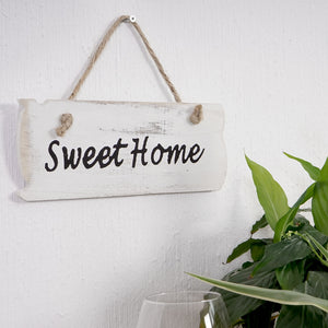 Wandschild Dekoschild Holzschild Shabby-Look 10x25x1cm weiss Sweet Home