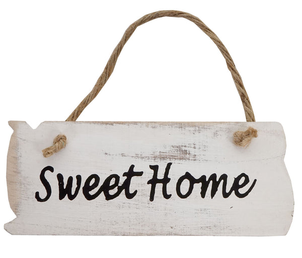 Wandschild Dekoschild Holzschild Shabby-Look 10x25x1cm weiss Sweet Home