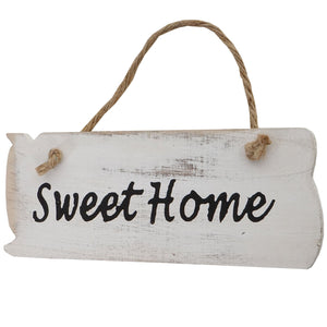 Wandschild Dekoschild Holzschild Shabby-Look 10x25x1cm weiss Sweet Home