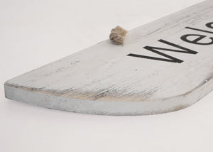 Wandschild Dekoschild Holzschild Shabby-Look 10x43x1cm weiss Welcome