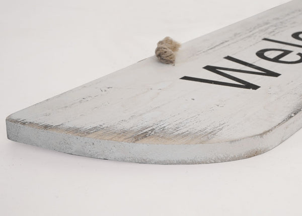 Wandschild Dekoschild Holzschild Shabby-Look 10x43x1cm weiss Welcome