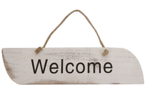 Wandschild Dekoschild Holzschild Shabby-Look 10x43x1cm weiss Welcome