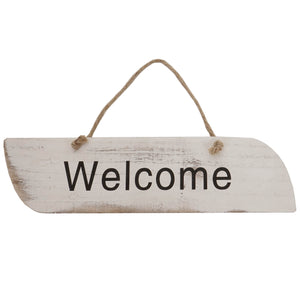 Wandschild Dekoschild Holzschild Shabby-Look 10x43x1cm weiss Welcome