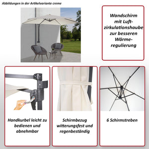 Wandschirm Ampelschirm Balkonschirm 3m neigbar lavendel-rot
