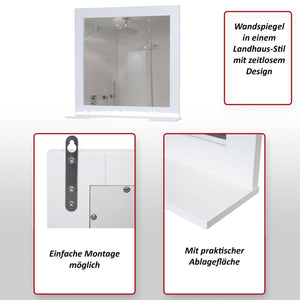Wandspiegel Badspiegel mit Ablage Landhaus 58x59x12cm weiss