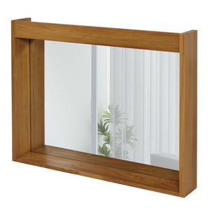 Wandspiegel Badspiegel Holzrahmen 77x100cm Teak