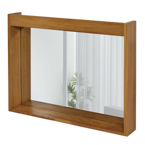 Wandspiegel Badspiegel Holzrahmen 77x100cm Teak