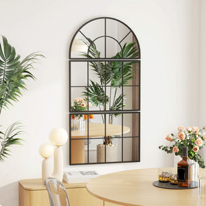 Wandspiegel Fensterdesign dreiteilig mit Metallrahmen 76x53cm schwarz