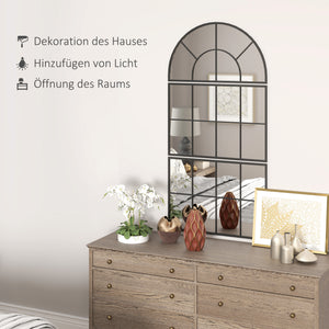 Wandspiegel Fensterdesign dreiteilig mit Metallrahmen 76x53cm schwarz