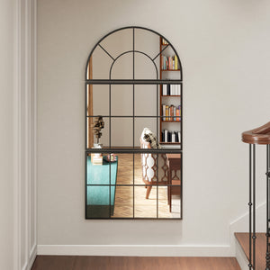 Wandspiegel Fensterdesign dreiteilig mit Metallrahmen 76x53cm schwarz