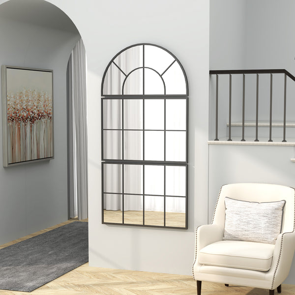 Wandspiegel Fensterdesign dreiteilig mit Metallrahmen 76x53cm schwarz