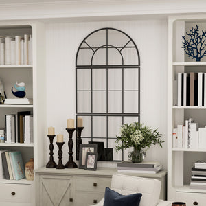 Wandspiegel Fensterdesign dreiteilig mit Metallrahmen 76x53cm schwarz