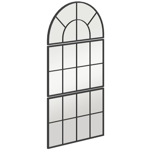 Wandspiegel Fensterdesign dreiteilig mit Metallrahmen 76x53cm schwarz