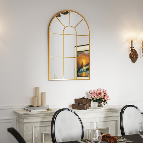 Wandspiegel Fenster Design mit Metallrahmen Gold